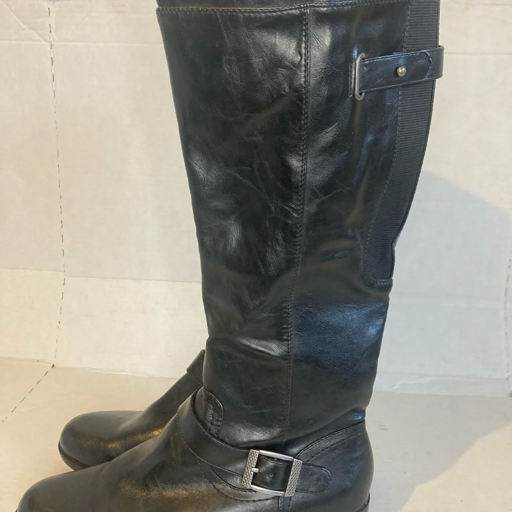 Kim Rogers Woman Black Leather Knee-High Jax Boots Size 10M